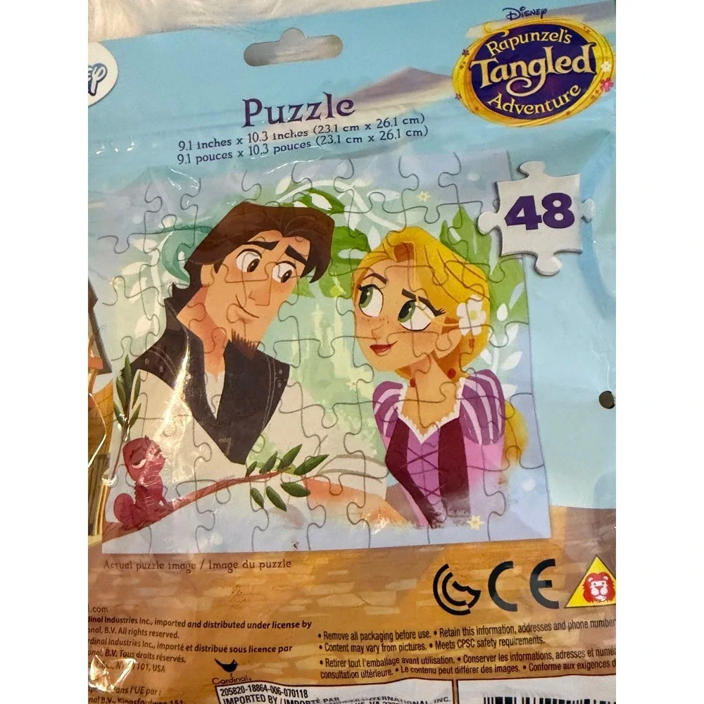 Disney Rapunzel Tangled Adventure 48 Piece Travel Puzzle Resealable Bag Cardinal
